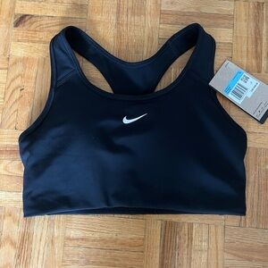 Nike Women's Black Sports Bra with White Logo